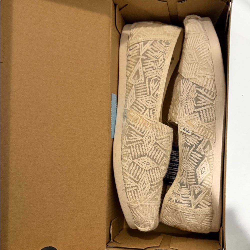 TOMS Cream Geometric Slip-Ons